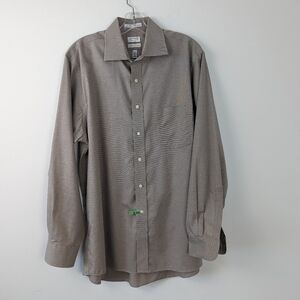 Arrow Premium Non-Iron Textured Brown Dress Shirt - Large